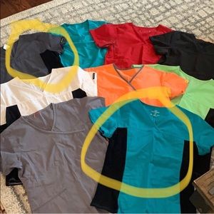 Cherokee flexible scrub tops grey and teal